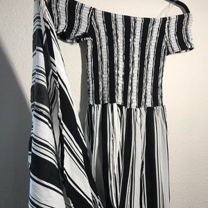 COPY - Black and white off the shoulder jumpsuit